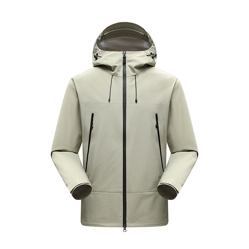 Men's Minimalistic technical three-layer softshell jacket with sealed seams and waterproof front zipper Chichicherry