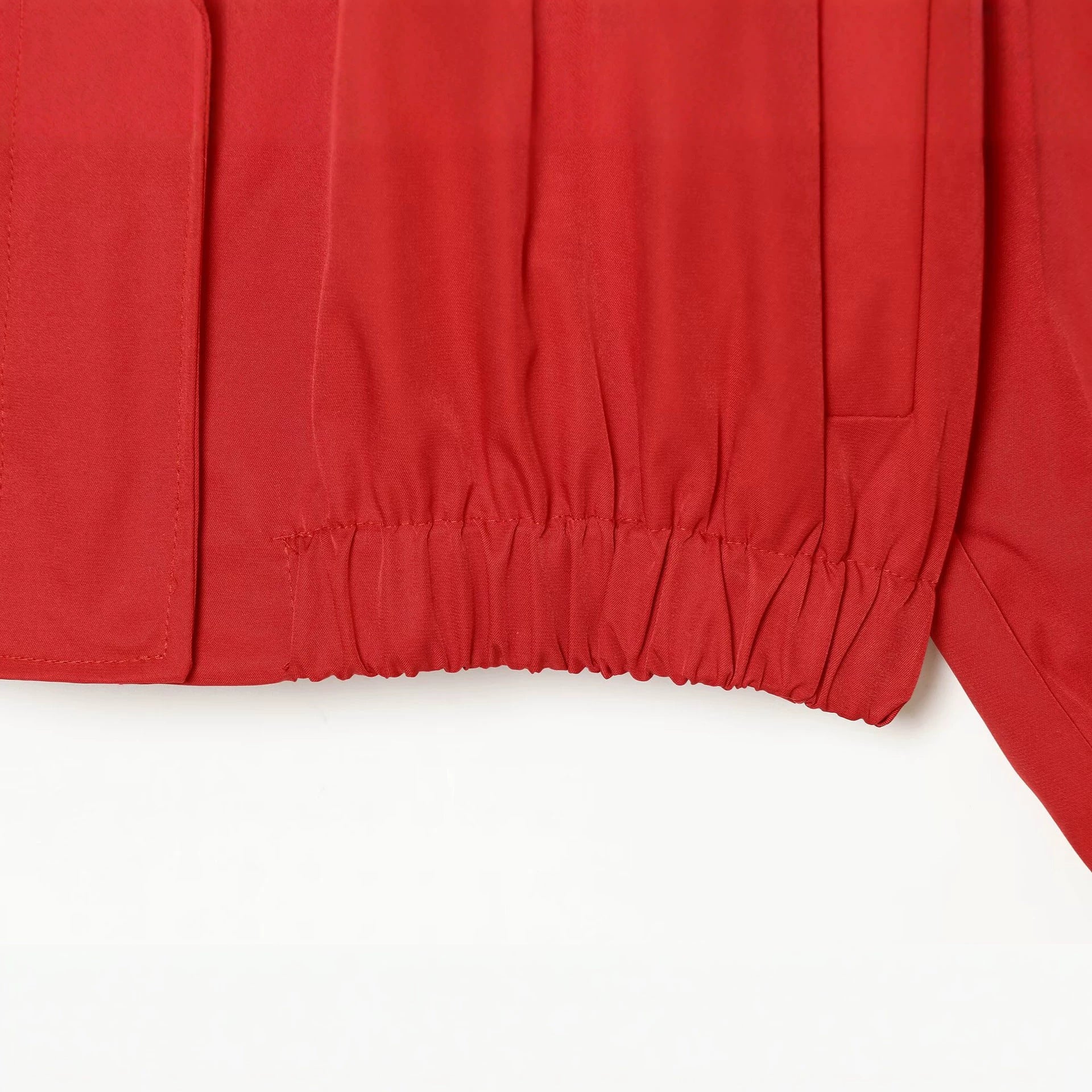 Women's Lightweight Boxy Transitional Jacket with Funnel Neck and Elastic Hem Chichicherry