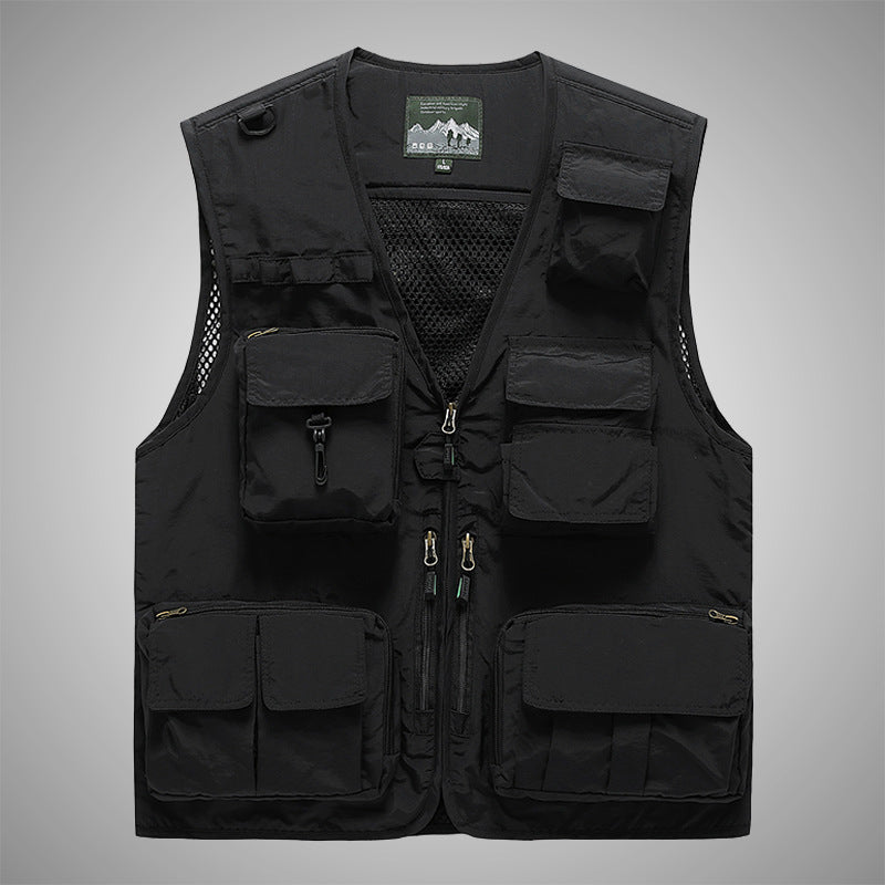 Men's multifunctional utility vest with many pockets and mesh back Chichicherry