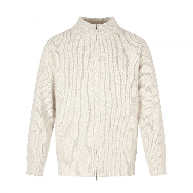 Unisex Zip-knit jacket in boxy cut with stand-up collar and ribbed texture Chichicherry