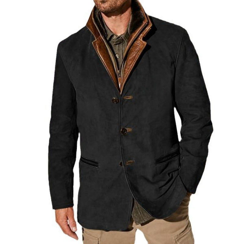 Men's suede blazer with removable leather inner vest Chichicherry