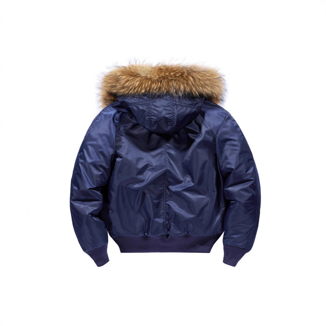 Men's insulated bomber jacket with removable faux fur hood and thermal lining Chichicherry