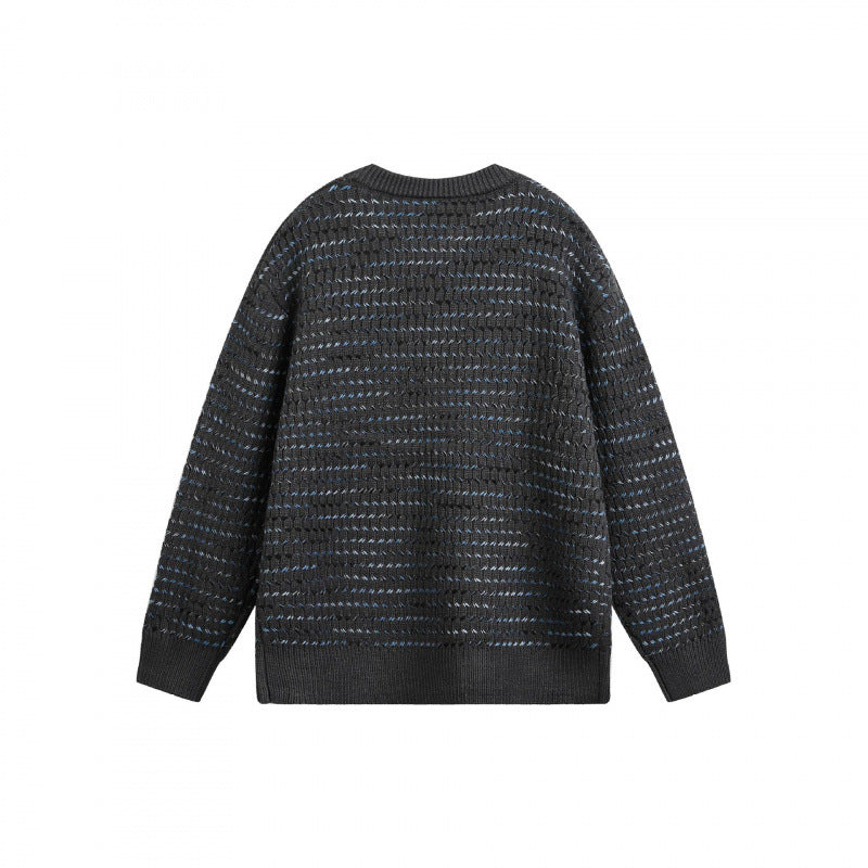 Unisex fine-knit sweater with structured striped look and round neck Chichicherry
