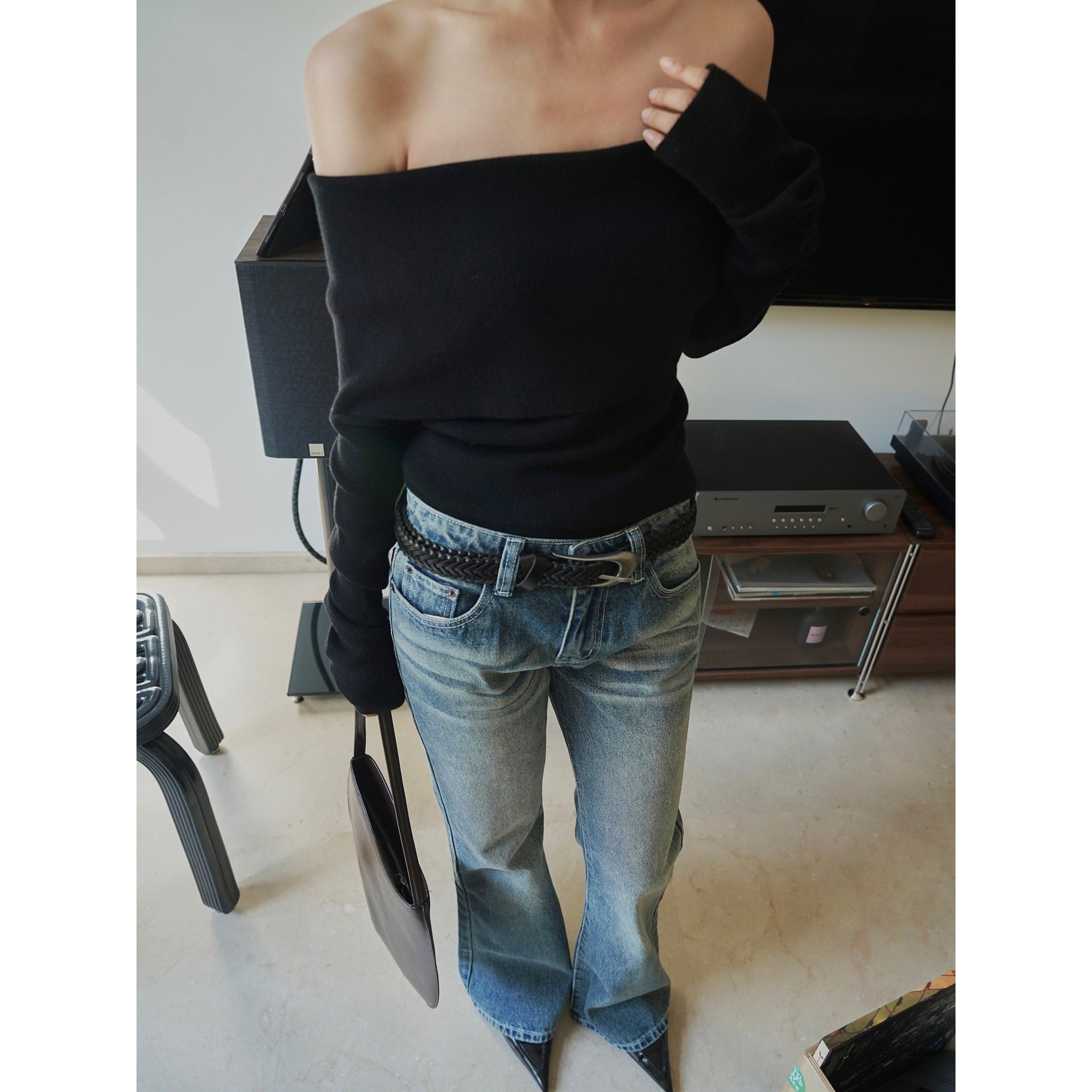 Women's High-Waisted Denim Palazzo Pants in Vintage Look with Wide Leg and Slight Flare Chichicherry