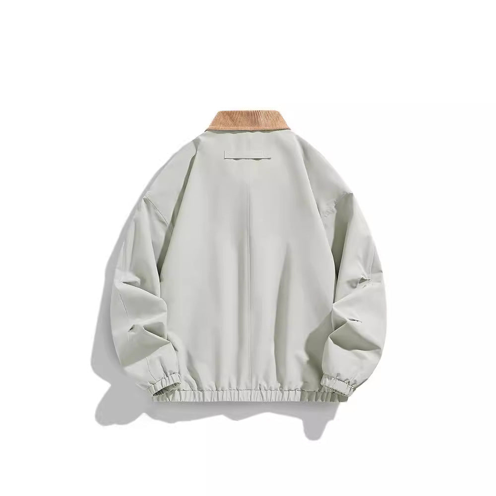 Men's Oversized Blouson with Cord Collar, Snap Button Closure, and Flap Pockets Chichicherry