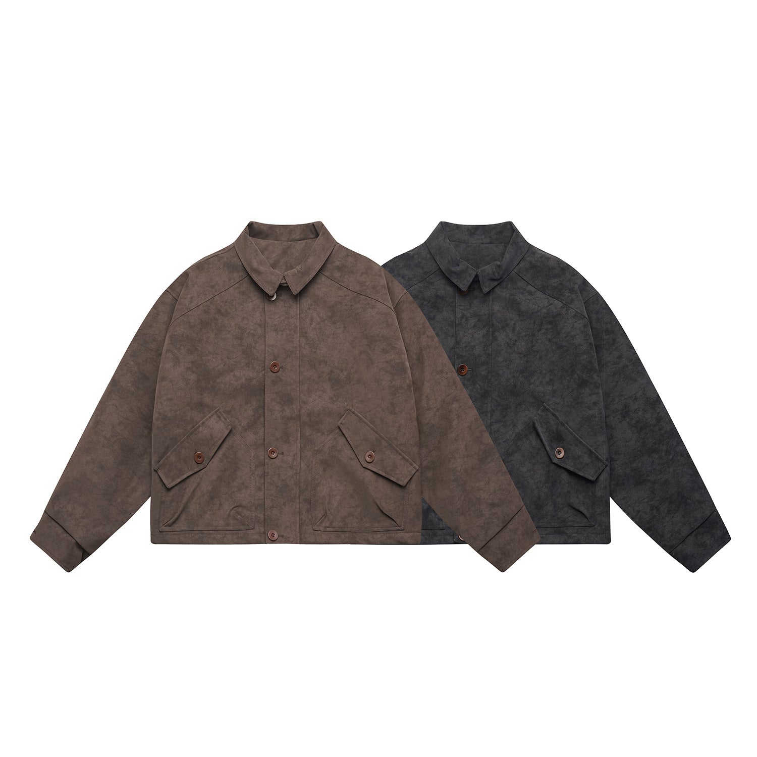 Men's short-cut suede-look blouson with patch flap pockets and shirt collar Chichicherry