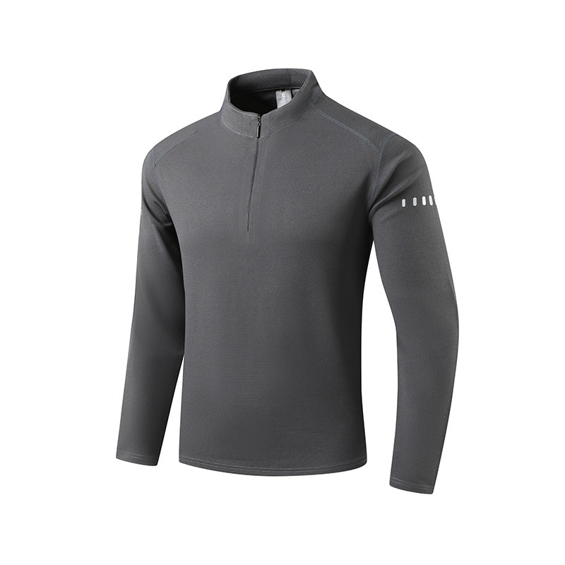 Men's Performance Long Sleeve Shirt with Half-Zip and Stand-Up Collar Chichicherry