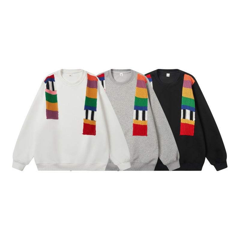Unisex Oversized Sweatshirt with knitted applications and round neck Chichicherry