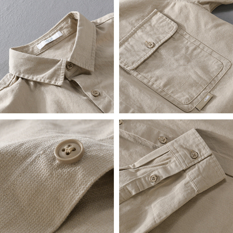 Men's Versatile Cotton Overshirt with Flap Pocket and Relaxed Fit Chichicherry