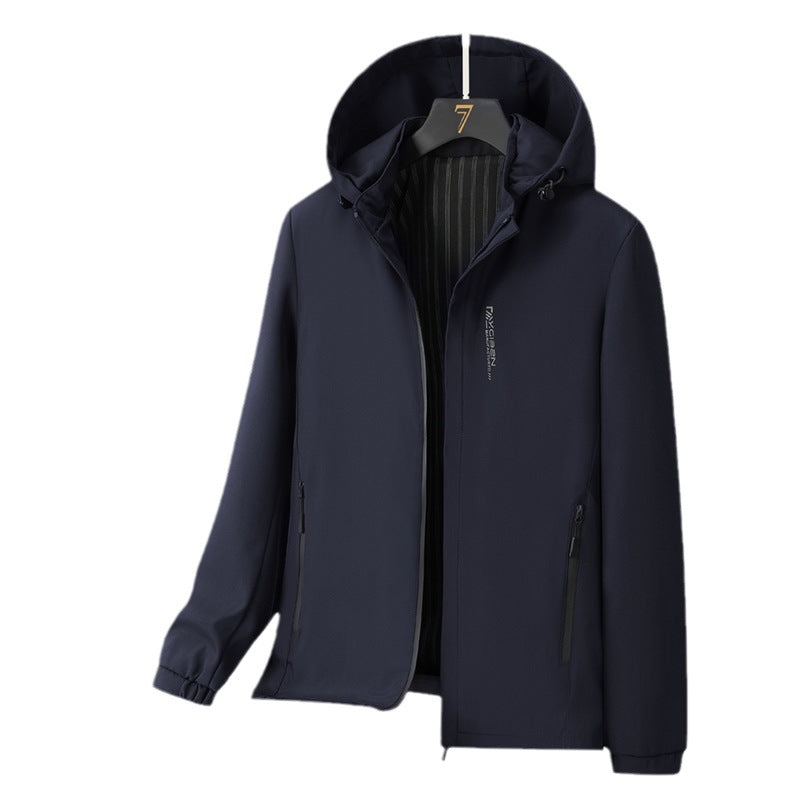 Men's Minimalistic Hooded Softshell Jacket with Sealed Zippers and Elastic Cuffs Chichicherry