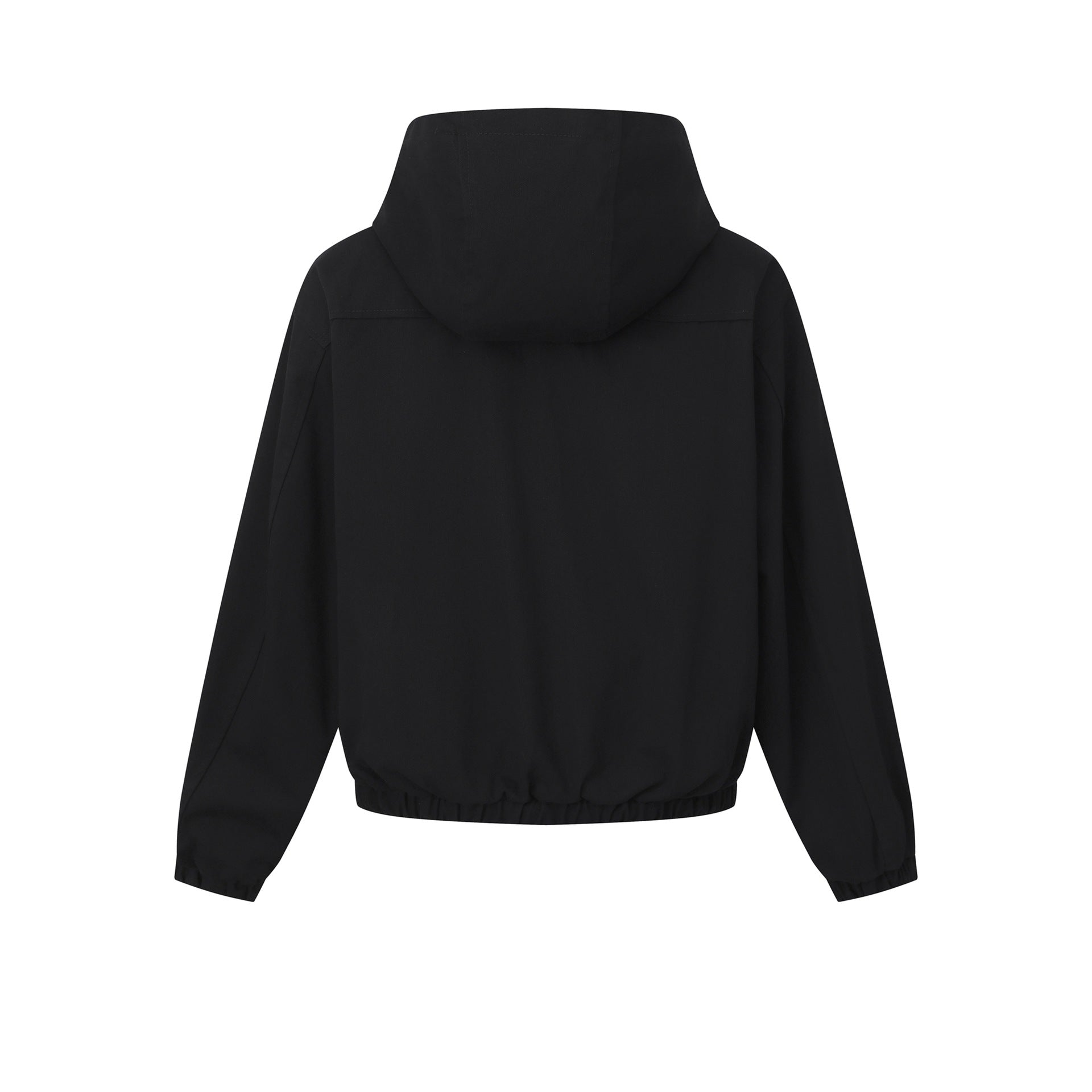 Women's short cut hooded jacket with drawstring hem and patch pockets Chichicherry