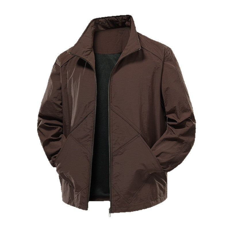 Men's Lightweight Technical Windbreaker with Mesh Lining and Stand-Up Collar Chichicherry
