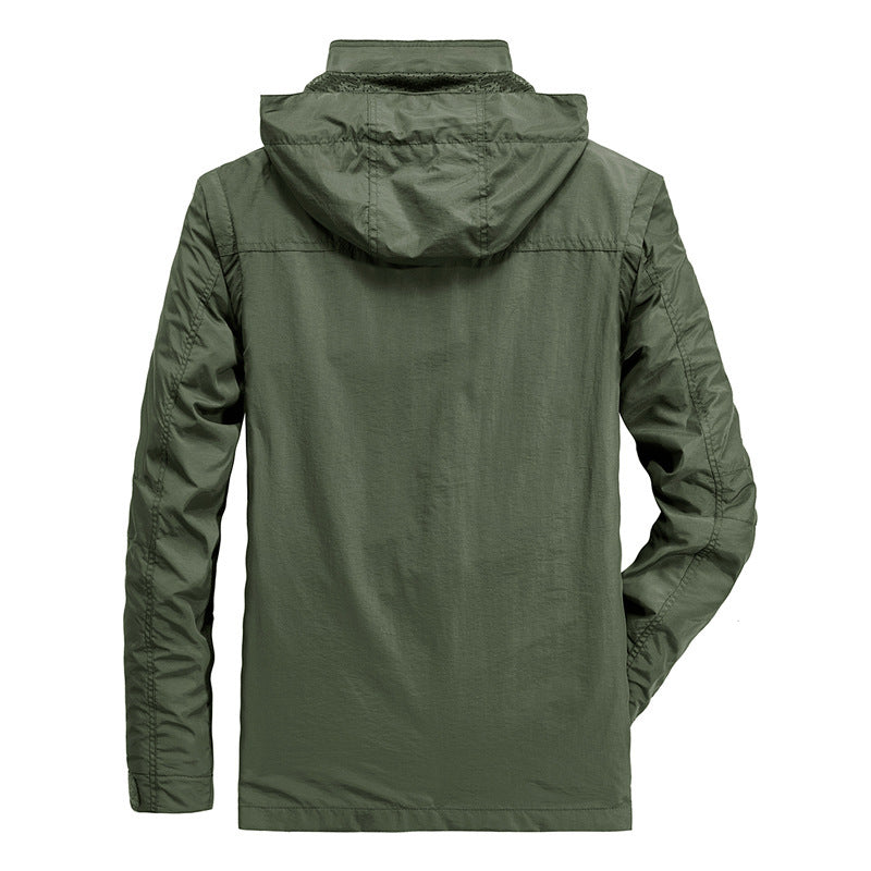 Men's field parka with detachable hood, breathable mesh lining, and versatile front pockets Chichicherry