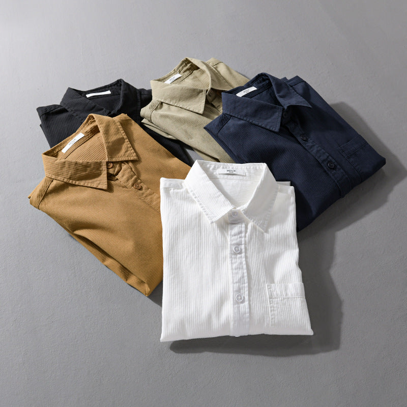 Men's Relaxed-Fit Structured Overshirt with Kent Collar and Chest Pocket Chichicherry