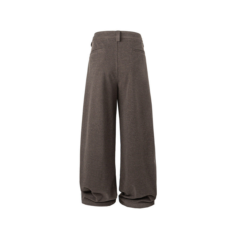 Women's Wide Palazzo Pants with High Waist, Pleats and Turned Hem Chichicherry