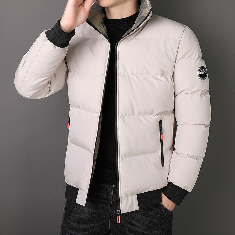 Men's short padded quilted jacket with camouflage lining, ribbed cuffs, and zip pockets Chichicherry