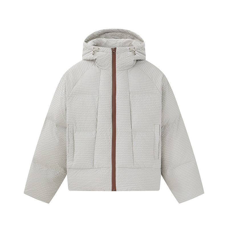 Unisex short-cut padded hoodie with fine check quilting Chichicherry