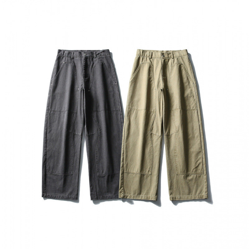 Men's Wide Utility Pants in Workwear Look with Knee Patches and Straight Leg Chichicherry
