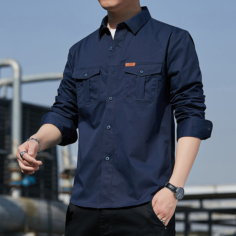 Men's lightweight utility overshirt made of cotton canvas with chest flap pockets Chichicherry