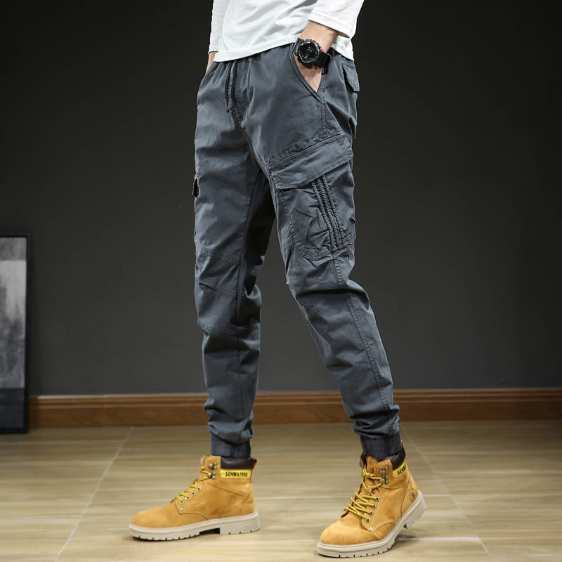 Men's Cargo Jogger Pants with Multi-Pockets and Drawstring Chichicherry
