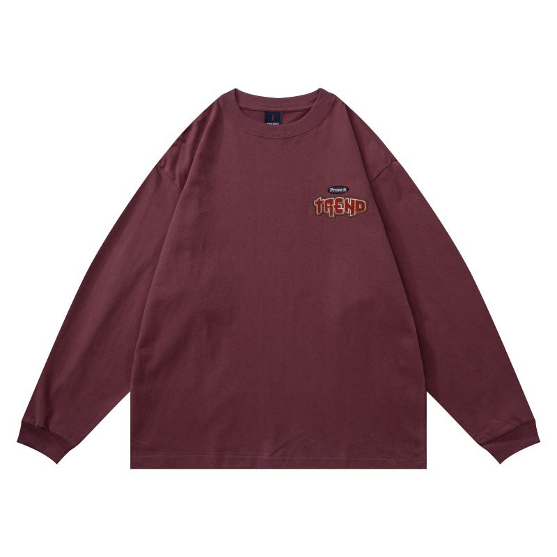 Unisex Oversize Long Sleeve Shirt made of heavy cotton blend with round neck and subtle chest embroidery Chichicherry