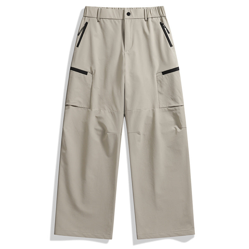 Men's Loose Utility Cargo Pants with Zipper Pockets and Pre-shaped Knees Chichicherry