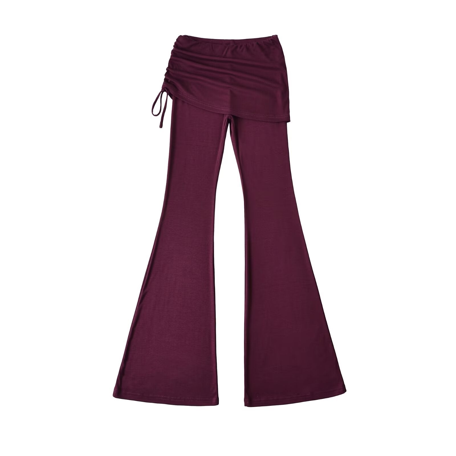 Women’s flared trousers with integrated mini skirt overlay and drawstring Chichicherry