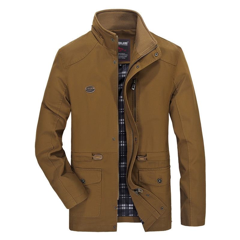 Men's mid-length parka with hood, checkered lining and waist drawstring Chichicherry