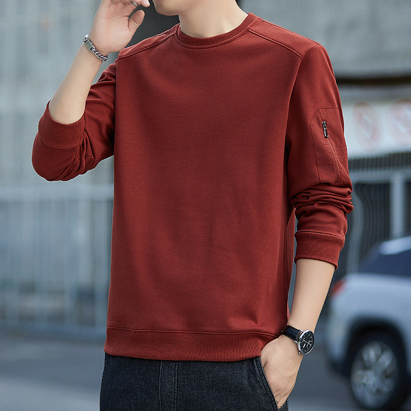 Men's Minimalist Sweatshirt with Raglan Sleeves and Zipper Arm Pocket Chichicherry