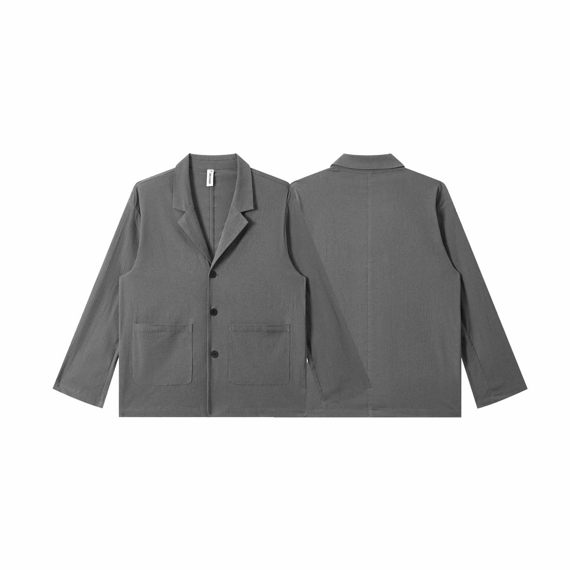 Men's Lightweight Structured Overshirt with Lapel Collar, Button Placket and Patch Pockets Chichicherry