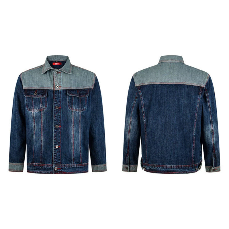 Men's denim jacket in two-tone look with contrast stitching Chichicherry
