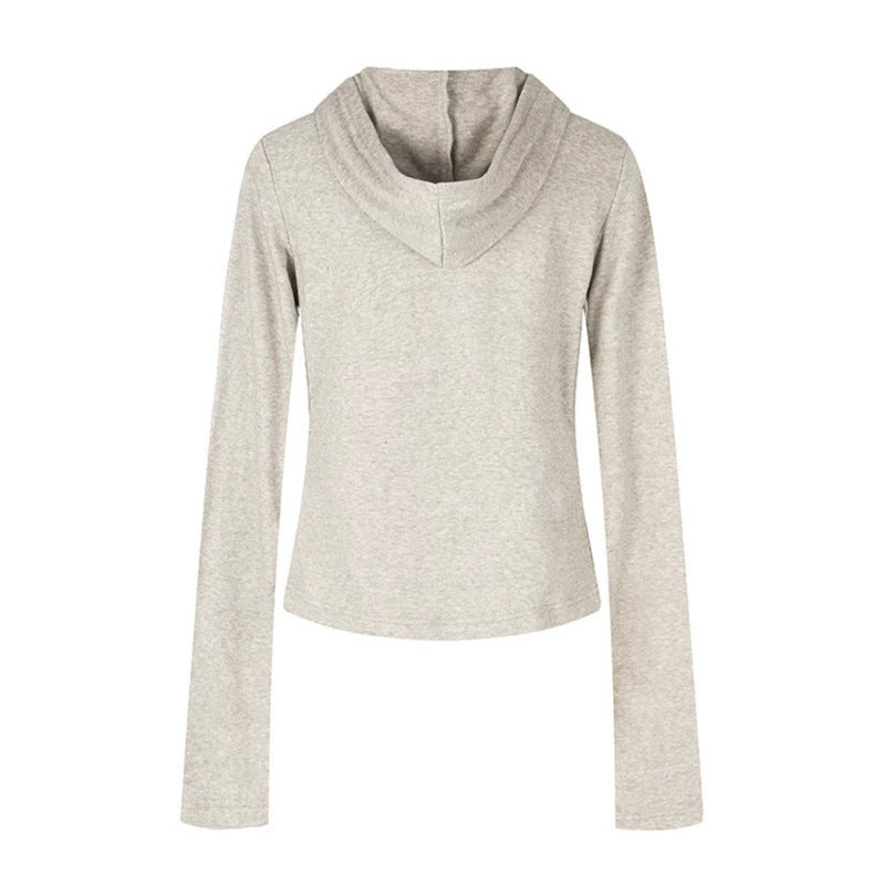 Women's Lightweight Hoodie Long Sleeve Shirt with Henley Button Placket and Patch Chest Pockets Chichicherry