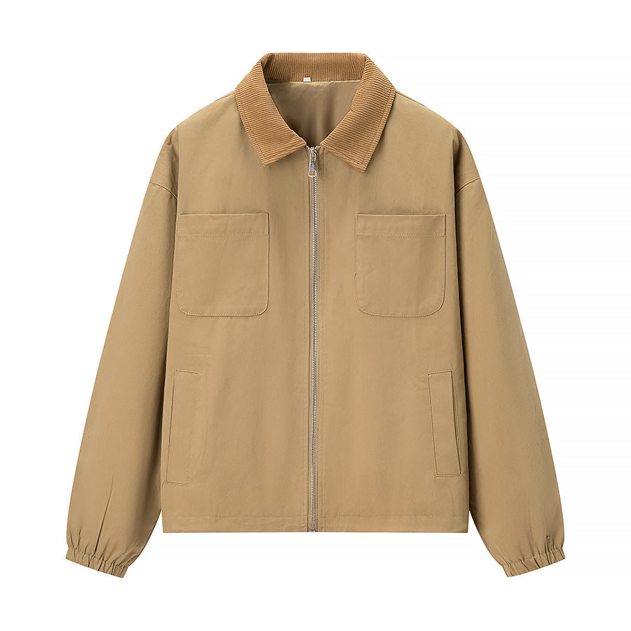 Women’s short jacket in workwear style with cord collar, zipper and patch chest pockets Chichicherry
