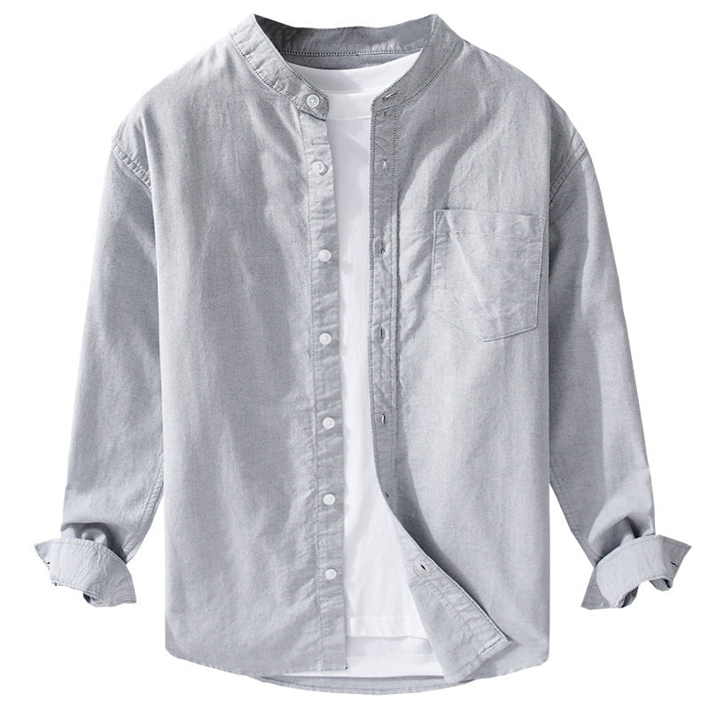 Men's Stand Collar Overshirt made of Cotton Blend with tonal Chest Pocket and Soft-Touch Chichicherry