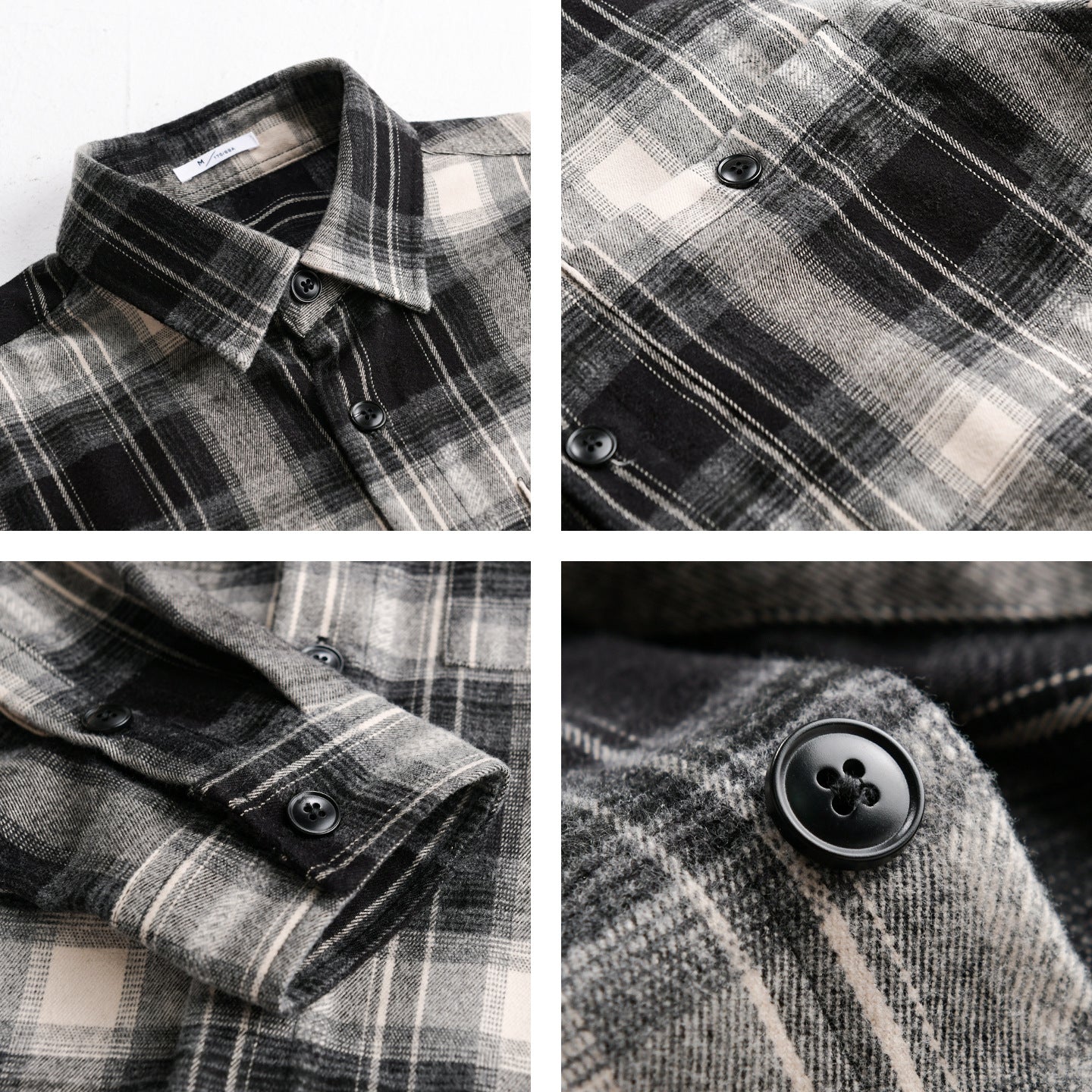 Men's Checked Flannel Shirt Jacket in Overshirt Style with Soft Brushed Surface Chichicherry