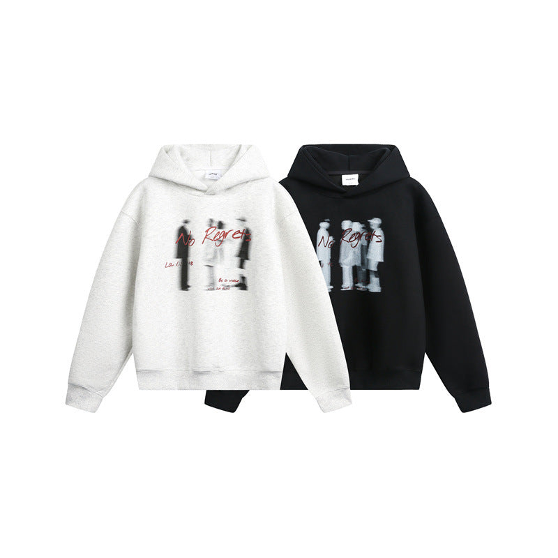 Unisex hoodie in oversized fit with blurred figure graphic print Chichicherry