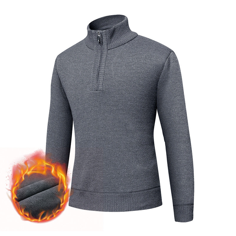Men's thermo-lined half-zip pullover with stand-up collar and warming fleece inner side Chichicherry