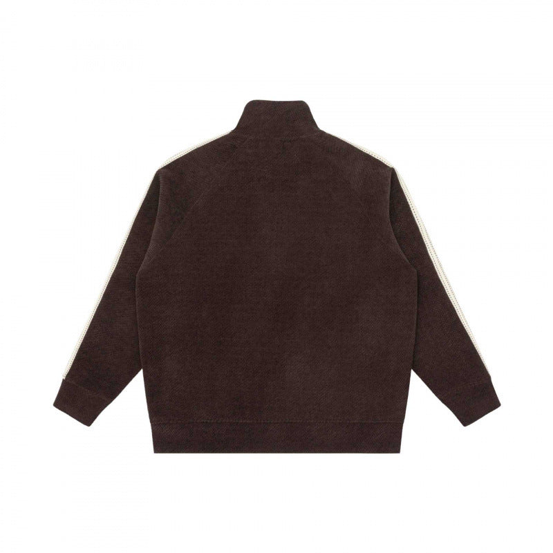 Unisex Oversize Teddy fleece Zipped jacket with stand-up collar and contrast stripes Chichicherry