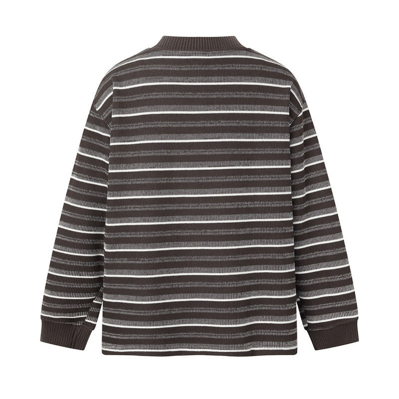 Unisex locker-fit structured knit sweater with round neck and maritime stripes Chichicherry