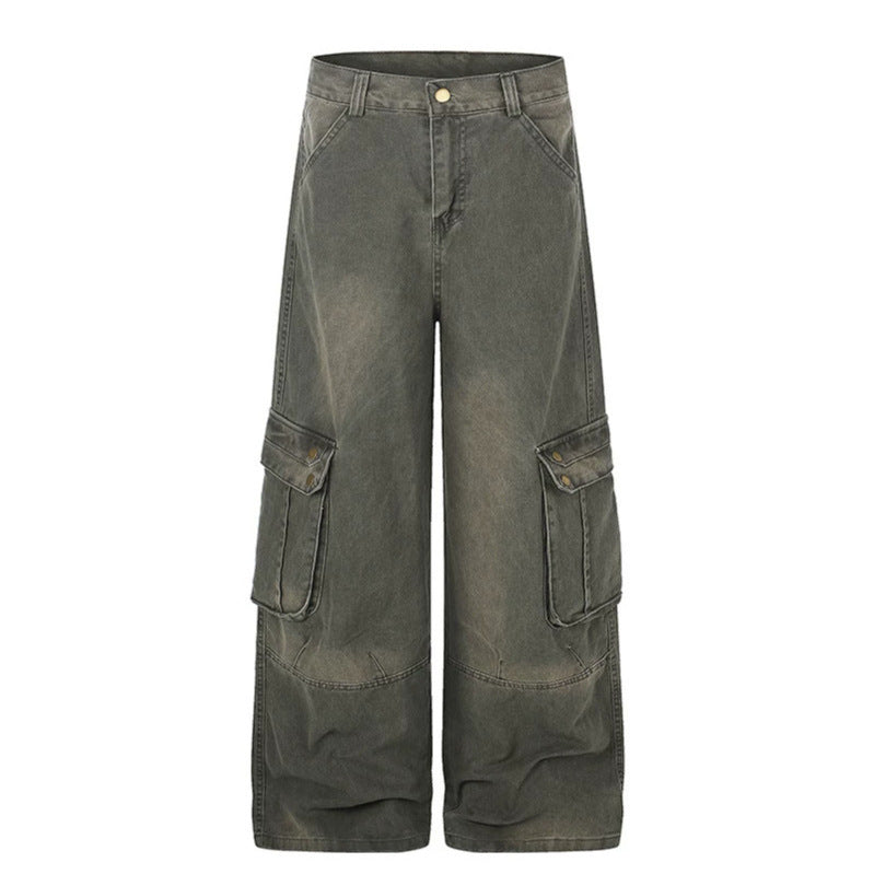 Women's Wide Cargo Denim Culotte with Utility Pockets Chichicherry