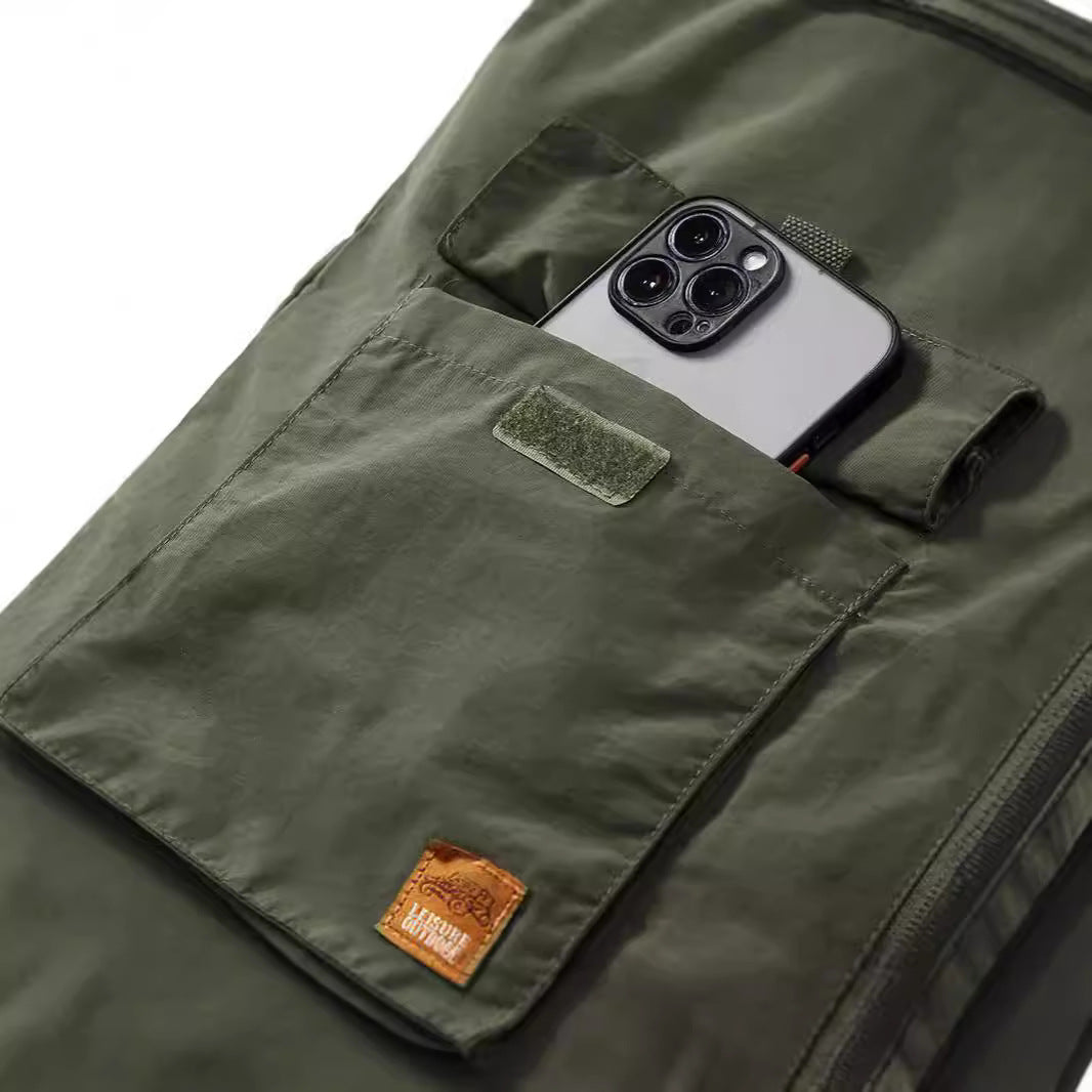 Men's Lightweight Utility Vest with Stand-Up Collar, Front Flap Pockets and Chest Zip Pocket Chichicherry