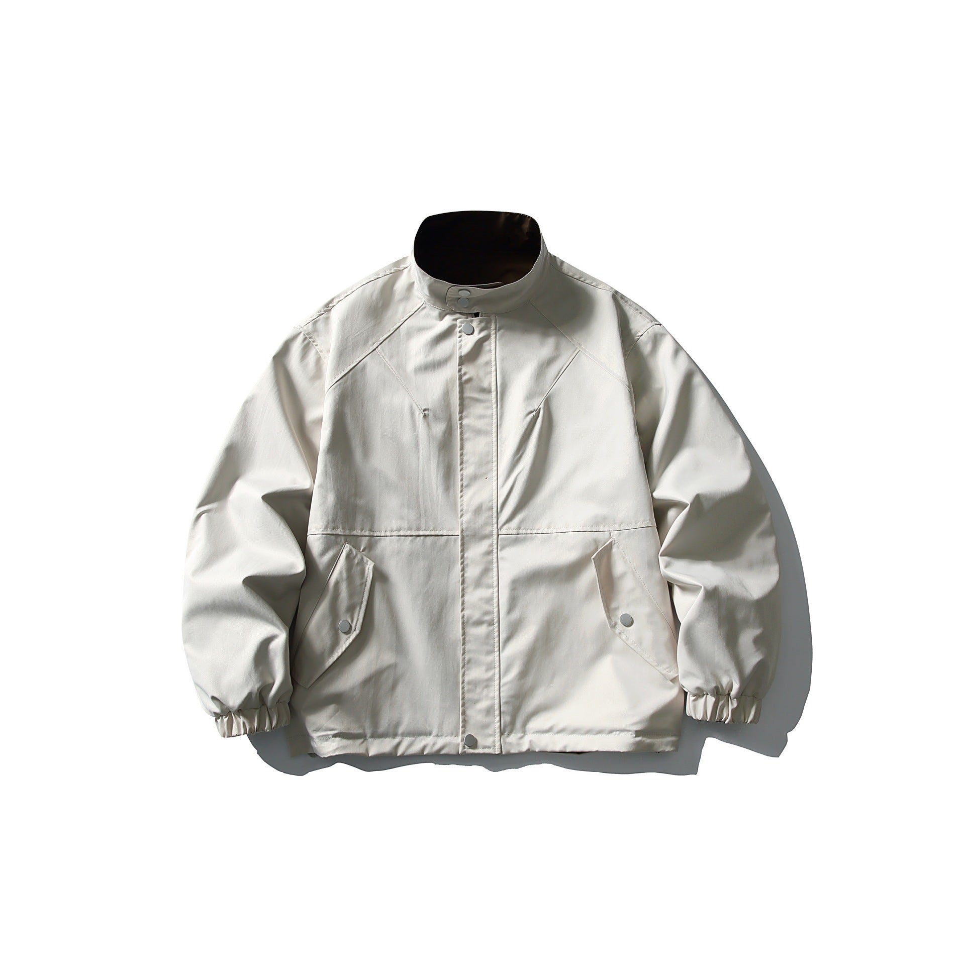 Unisex Lightweight wind and water-repellent oversized boxy jacket with stand-up collar and elastic hem Chichicherry