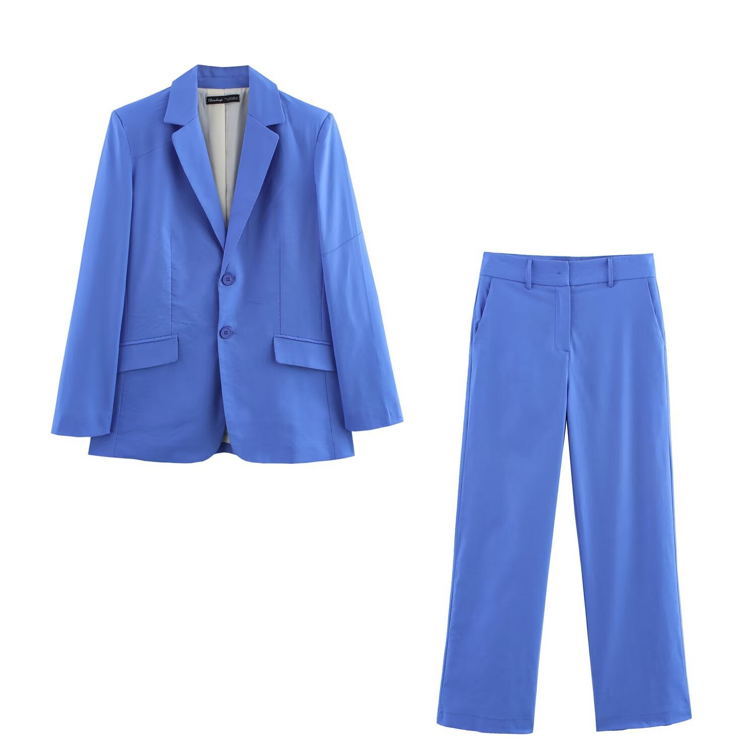 Women's Oversized Single-Breasted Blazer with Notch Lapels, Two Buttons and Flap Pockets Chichicherry