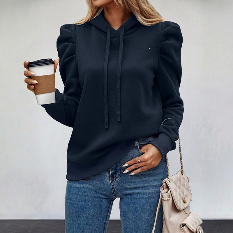 Women's hoodie with gathered puff sleeves and feminine shoulder section Chichicherry