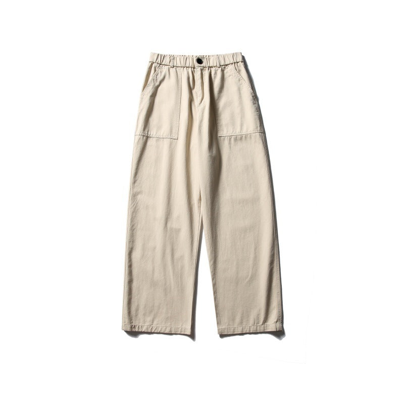 Women's Wide Utility Cargo Pants with Elastic Waistband and Patch Front Pockets Chichicherry