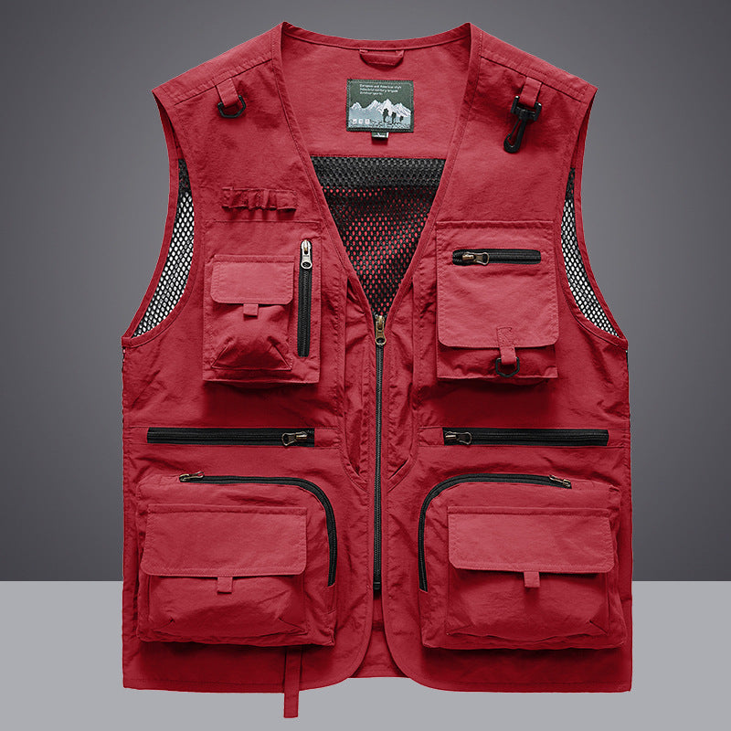 Men's Multifunctional Fishing and Utility Vest with Mesh Inserts and Multiple Pockets Chichicherry