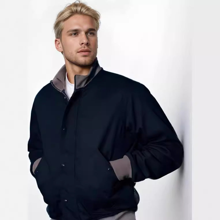 Men's Short Jacket with Stand-Up Collar, Concealed Press Stud Placket and Ribbed Cuffs Chichicherry