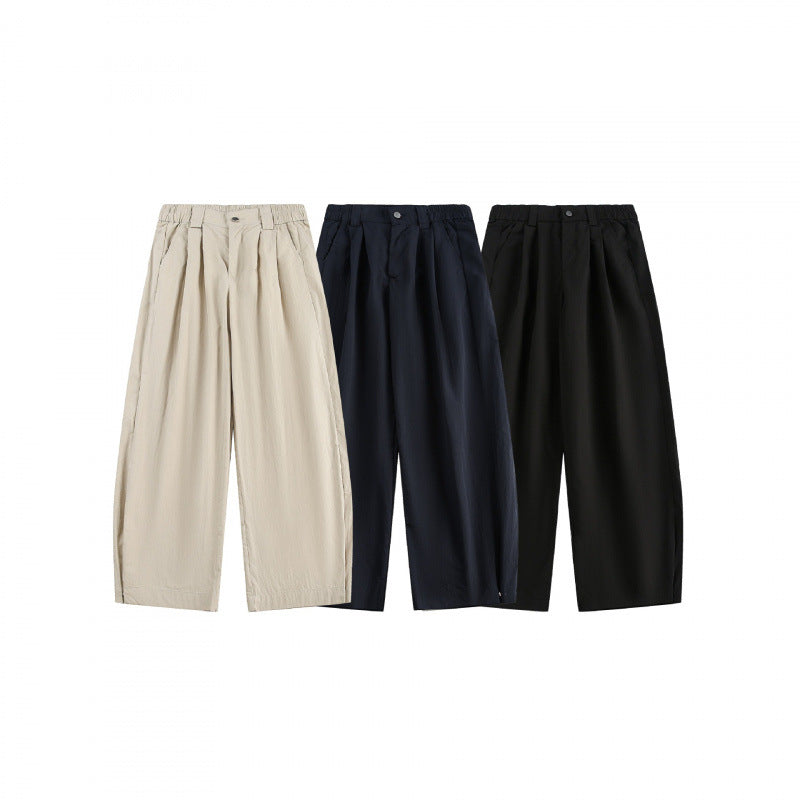 Women's wide high-waisted culotte pants with pleats, elastic waistband, and side pockets Chichicherry