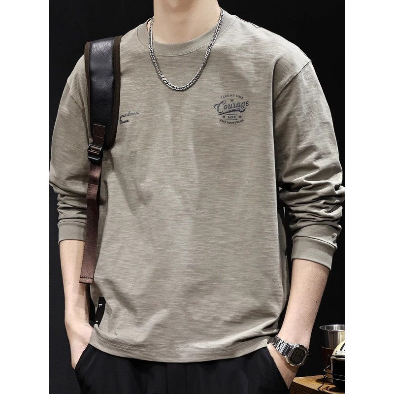 Herren Langarmshirt aus Baumwollmix mit subtiler Waschstruktur und Rundhalsausschnitt Chichicherry
