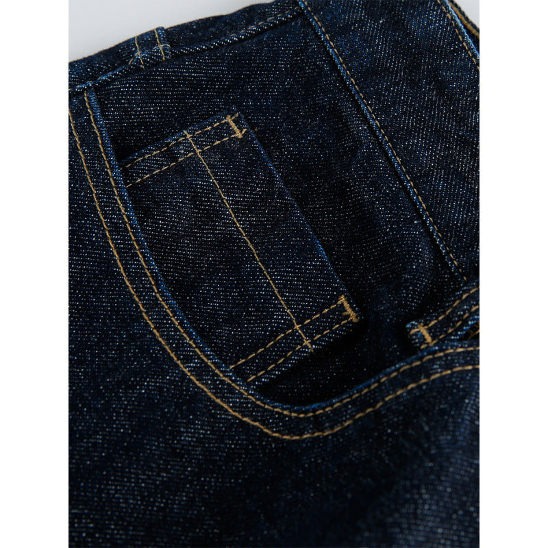 Women High-Waist Straight-Leg Raw-Denim Jeans with Relaxed Fit and Five-Pocket Design Chichicherry